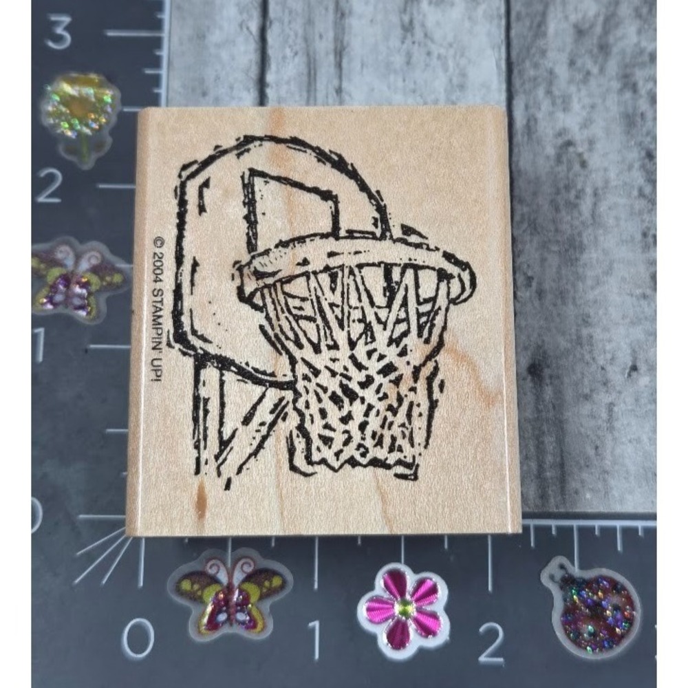 Stampin' Up! Basketball Hoop Sports 2004 Rubber Stamp Wood #Q42
